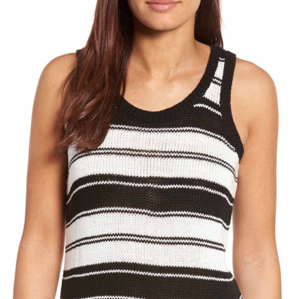Halogen Tape Yarn Tank Sz XL Black & Ivor